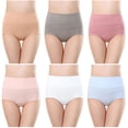 thumbnail image 1 of Plebaso Womens High Waisted Cotton Underwear Full Coverage Ladies Panties Multipack Regular and Plus Size, 1 of 3