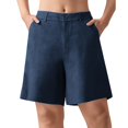 thumbnail image 2 of Ovticza Bermudas pour Femmes Séchage Rapide Légers Shorts en Lin Golf Randonnée Voyage Shorts Bleu Marine TG, 2 of 5