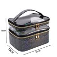 thumbnail image 3 of Double Layer Cosmetic Bag Makeup Bag Toiletry Toiletry Bags Large Bathroom Bag Transparent Black, 3 of 9