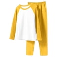 thumbnail image 2 of YUNAFFT Kids Color Block Pajama Set with Round Neck Long Sleeve Shirt & Elastic Waist Pants Cozy Homewear, 2 of 3