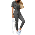 thumbnail image 1 of Women's Trousers Casual Lapel Button Button Printed Belt Cargo Jumpsuit, 1 of 1
