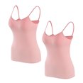 thumbnail image 1 of Timegard Camisoles pour Femmes 2 Pcs avec Soutien-Gorge Intégré Col Rond Bretelles Spaghetti Ajustées Douces Maillots de Corps Décontractés Hauts de Pyjama, 1 of 4