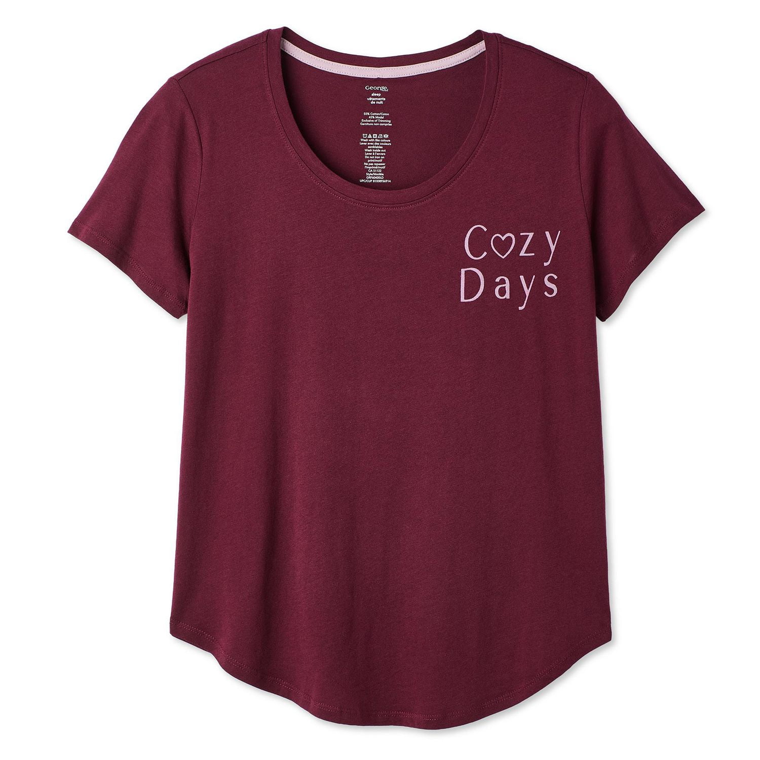 T-shirt de nuit avec encolure dégagée George pour femmes