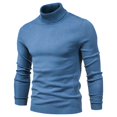 thumbnail image 3 of Chandails à Col Ras du Cou pour Hommes Chandail Uni à Col Montant Chandail à Manches Longues Ample Chandail de Base Hauts Chandail Col Roulé Chandail pour Hommes Automne 2024 S-106 Bleu TG, 3 of 5
