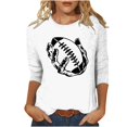 thumbnail image 3 of QATAINLAV T-Shirts Graphiques de Rugby pour Femmes Jour de Match 2025 Été Manches 3/4 Hauts Coupe Ample Décontractés Col Rond Blouses Tenues de Vacances Soldes pour Aujourd'hui sur Walmart Blanc TG, 3 of 5