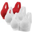 thumbnail image 1 of Yanlir 3PCS Bras for Women's No Underwire Wireless Bras Front Button Design Push Up Full Coverage Adjustable Straps U Shaped Back Comfortable Everyday Bra(White#1,4XL), 1 of 3