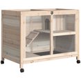 thumbnail image 1 of PawHut Indoor Rabbit Hutch with Wheels, Bunny Cage with Ramp, Natural Wood, 1 of 9