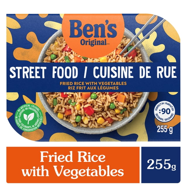 BEN'S ORIGINAL Street Food Fried Rice with Vegetables, Prepared Entrée, Microwave in 90 Seconds, 255 g