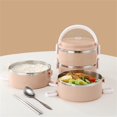 thumbnail image 3 of Insulated Lunch Box Stackable Stainless Steel Food Container Leakproof Adult Kids Large Lunchbox  Blue  Dual-Layer, 3 of 10