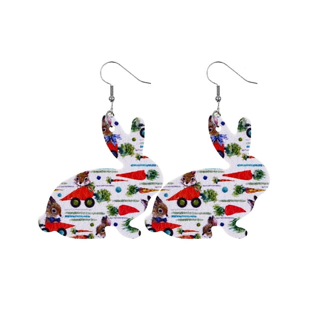 Creative Easter Leather Earrings Colorful Eggs Party Rabbit Happy Easter Day Decor Bunny Ester Parti Girls Gifts, Style 14