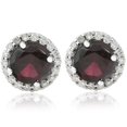 thumbnail image 1 of 2 Boucles d'Oreilles Vintage Halo en Diamant & Saphir Rouge 14K Or Blanc, 1 of 2