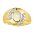 thumbnail image 1 of RYLOS 14K Yellow Gold Ring 8X6MM Oval Gemstone & Diamond Unisex Rings Opal October Birthstone Ring Size 11, 1 of 7