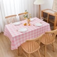 thumbnail image 4 of Pink Gingham Tablecloth Rectangle Table 60" X 120" - Oblong Polyester Pink and White Checkered Plaid Table Cover Reusable Water Resistant for Spring Valentine Summer Holiday Picnic Dinner Table Décor, 4 of 6