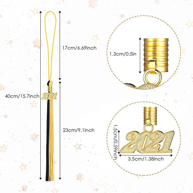 Tassel Decoration Hanging Date Drop Tassel Pendant Polyester Tassel Pendant Graduation Cap Drop Prop, Gold and Black