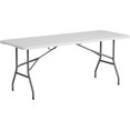 thumbnail image 1 of FDW 6 FT Outdoor Dining Table, Portable Plastic Table with Carrying Handle Perfect for Indoor, Outdoor, Party, Dining, Wedding, Events, Camping, White, 1 of 7