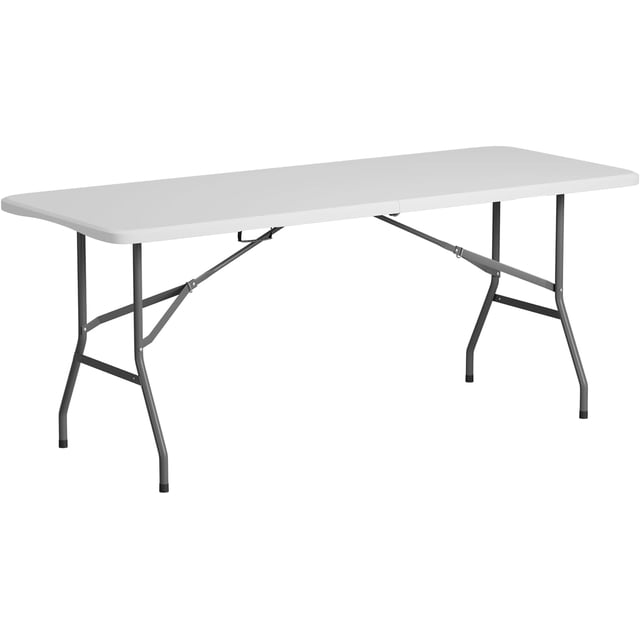 FDW 6 FT Outdoor Dining Table, Portable Plastic Table with Carrying Handle Perfect for Indoor, Outdoor, Party, Dining, Wedding, Events, Camping, White