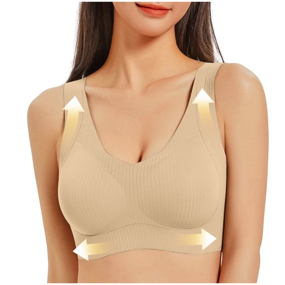 HongQid Supportive Wireless Lift Bra for Women,Comfortable Full Coverage T-Shirt Bra,Everyday Wear,Yoga,Sleep,Plus Bras