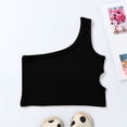 thumbnail image 2 of GPOECD Girls Dance Tank Top One Shoulder Racerback Crop Top Sleeveless Athletic Wear For Ballet Gymnastics Performance Black,6-7 Years, 2 of 8