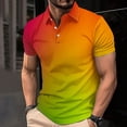 thumbnail image 2 of QATAINLAV Men's Casual Polos Shirt Fashion Gradient Color Print Short Sleeve Golf Shirts Summer Button Laple Work Tees Tops Multicolor L Clearance, 2 of 6