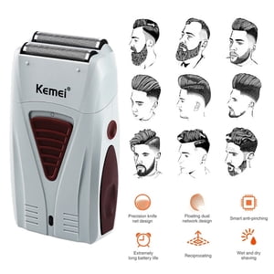 Men Electric Shaver Razor Beard Trimmer Hair Shaving Machine USB Double Net Design Rechargeable Water Wash Shaving and Shaving Head