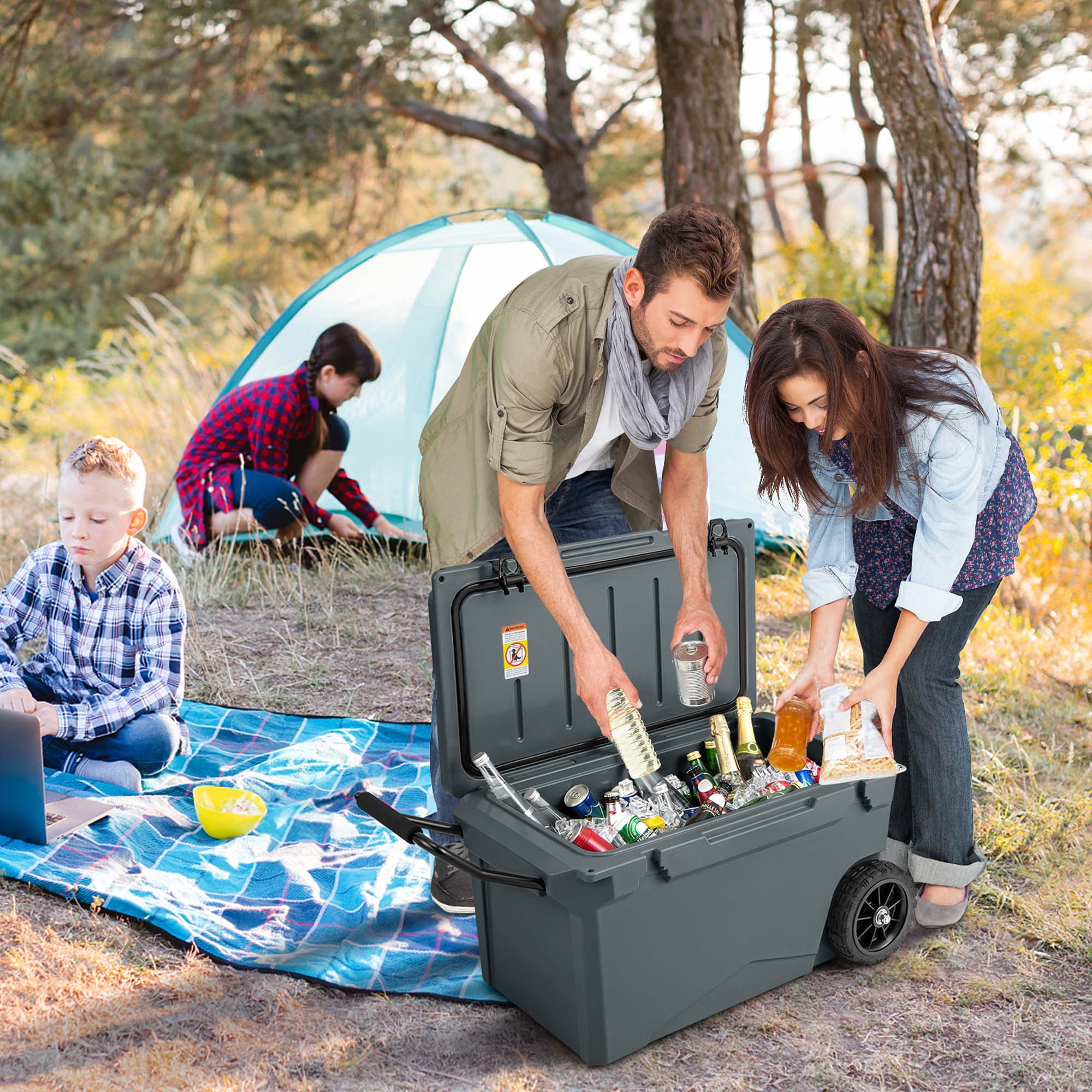 Costwasy 75 Qt Portable Cooler Roto Molded Ice Chest Insulated 5-7