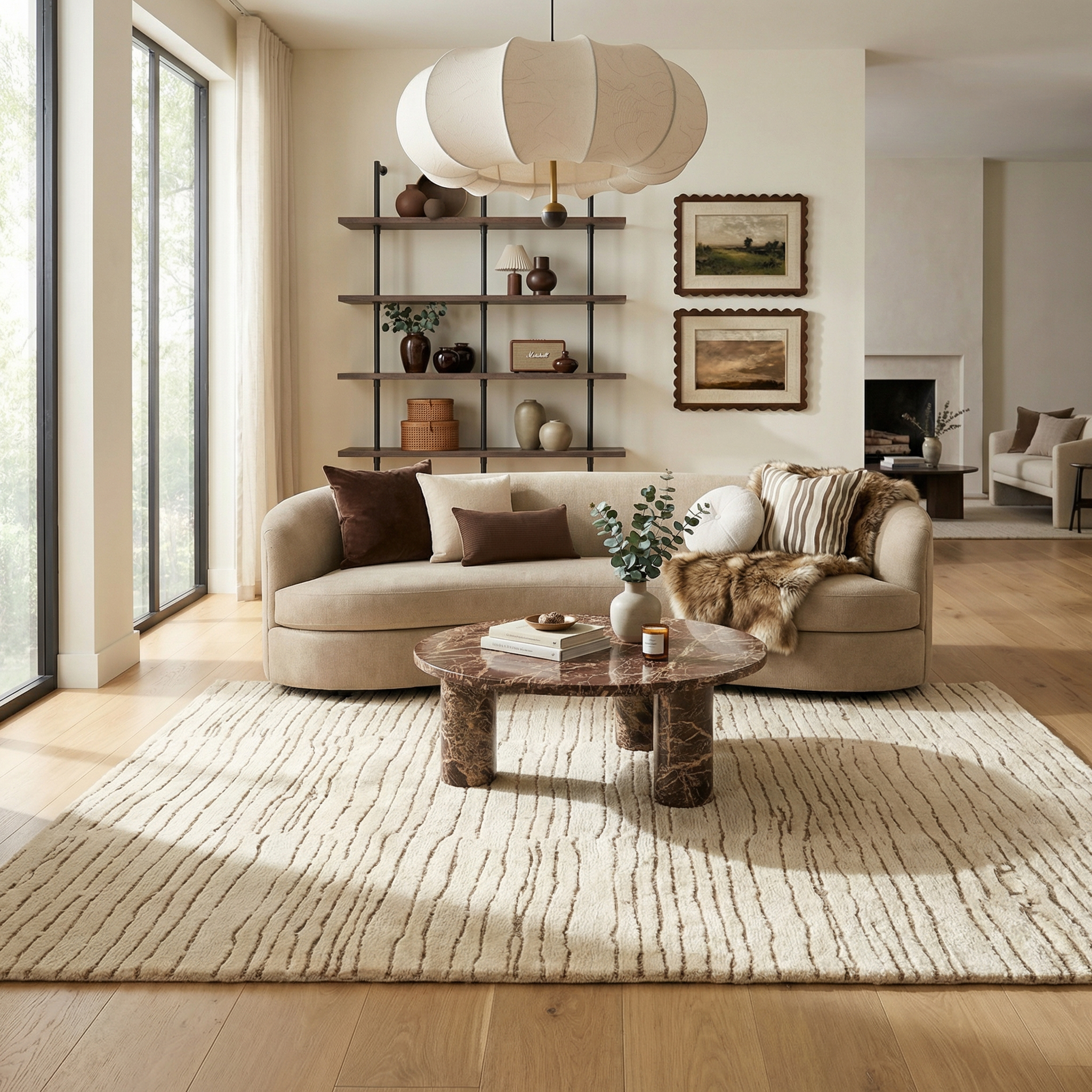 Rug Branch Tapis d'intérieur touffeté à la main moderne bohème gris beige Maya