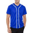 thumbnail image 2 of TOPTIE Men's Baseball Jersey Plain Button Down Shirts Team Sports Uniforms-Blue White-2XL, 2 of 10