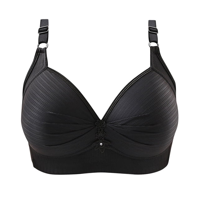 Bralettes for Women Padded on Clearance Supportive Bra Women Lace Back Button Shaping Cup Adjustable Shoulder Strap Large Size Bra Comfort Bra Bra with No Padding Wireless Bra Plus Size New Black