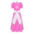 thumbnail image 5 of Kaerm Costume de Femme de Chambre avec Tablier, Col à Revers, Dentelle, Manches Courtes, Style Mouillé, Robe Maxi Rose m, 5 of 5