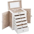 thumbnail image 1 of SONGMICS HOME 6 Tier Jewelry Box, Jewelry Case with 5 Drawers, Large Storage Capacity, with Mirror, Lockable, Jewelry Storage Organizer, Gift for Loved Ones, For Watches, White, 1 of 6