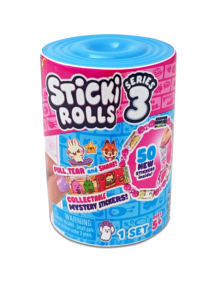Capsule Mystère Sticki Rolls Série 3 Sticki Bands - Bracelet à Autocollants à Porter avec 50 Autocollants Kawaii, Trouvez le Bracelet en Or Ultra-Rare - Dès 5 ans