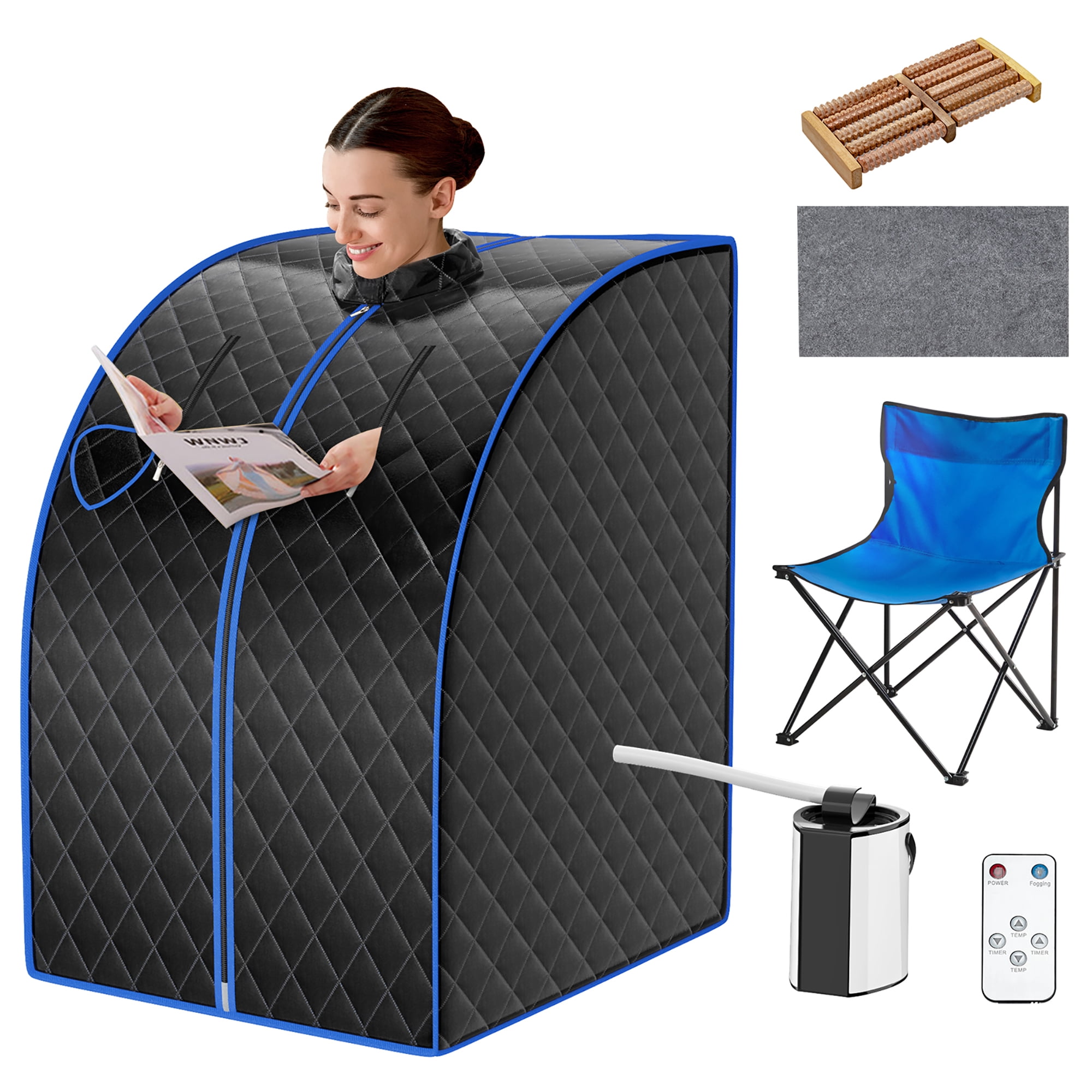 Costway Portable Steam Sauna w/ 9-gear Adjustable Temperature & Herbal Box Black