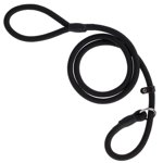 DEBGFS Dog Slip Rope Leash Dog Training Leashes Adjustable Pet Leash Climbing Nylon Rope Dog Leash 4.6ft/140cm Long for Medium/Large Dog Walking (Black)