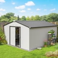 thumbnail image 2 of Outsunny 11' x 13' Garden Storage Shed w/ Steel Foundation Kit, White, 2 of 10
