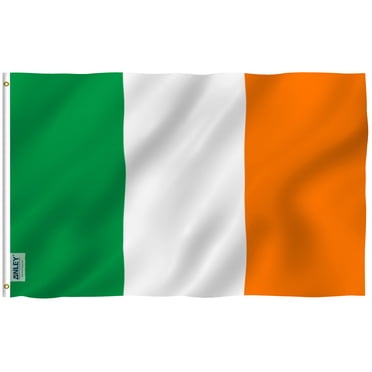 Anley Fly Breeze Drapeau d'Irlande 3x5 Pieds - Couleur Vive et Résistant à la Décoloration UV - Tête en Toile et Double Couture - Drapeaux Nationaux Irlandais Polyester avec Œillets en Laiton 3 X 5 Pieds