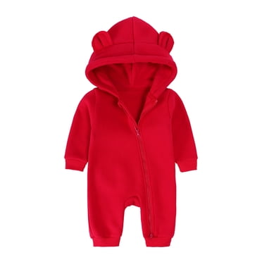cfhntfmh Baby Boys Girls Clothing Zipper Hooded Jumpsuit Romper Long Sleeve Outfit Infant Newborn Fall Winter Warm Clothes
