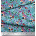 thumbnail image 2 of Soimoi Modal Satin Fabric Fox,Leaves & Floral Clip Art Printed Craft Fabric by the Yard 42 Inch Wide, 2 of 3