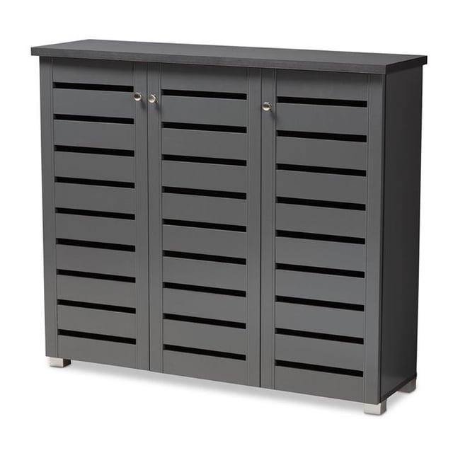 Bowery Hill Engineered Wood Dark Gray Shoe Cabinet Rectangular Ventilated Unassembled
