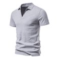 thumbnail image 3 of vdgthytj Golf Shirts for Men Knitting Cotton Short Sleeve V Neck Collared Tees Plus Size Slim Solid Color Work T-Shirts, 3 of 8
