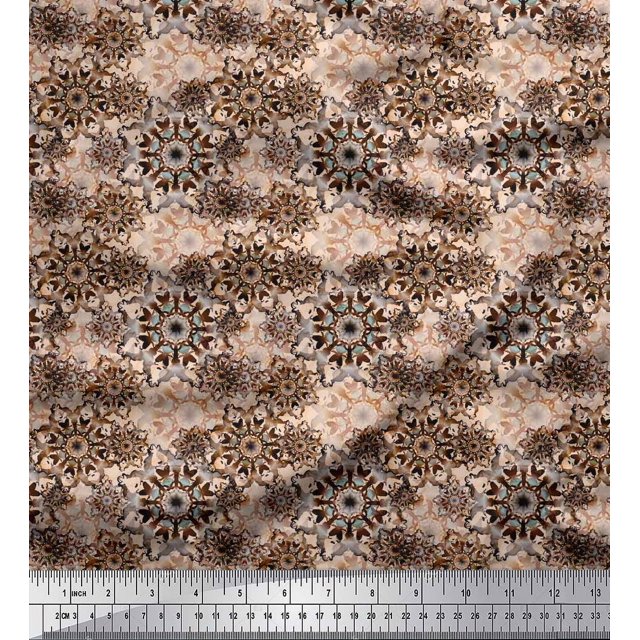 Soimoi Rayon Fabric Floral Mandala Fabric Prints by Yard 56 Inch Wide