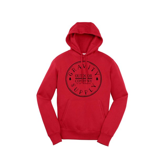 Gravity Supply Outdoor Hooded Pullover - Black Logo - True Red - S