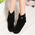 thumbnail image 2 of XZNGL Chaussures Rétro pour Femmes Décontractées Mode Couleur Unie à Franges en Suède Givré Plates Bottines Hauteur Intérieure, 2 of 9