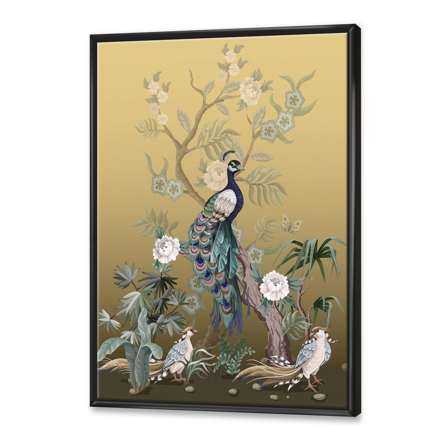 Designart Chinoiserie Aux Oiseaux Et Pivoines VI ART MURAL À CADRE FLOTTÉ