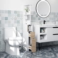 thumbnail image 2 of HOMCOM Narrow Bathroom Floor Cabinet with Drawer, Open Shelves, Natural, 2 of 10