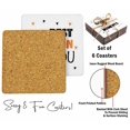 thumbnail image 4 of Inkdotpot Set of 6 Drink Coasters DecorativeNon,SlipCork Base4-inch Square PrintedCoastersEasy Clean- Quotes, 4 of 8