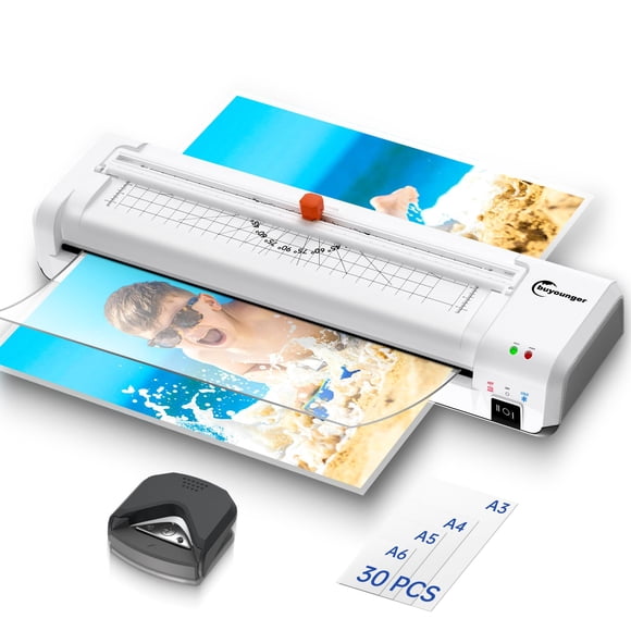 Buyounger Laminator Machine, A3 Laminator Machine with 30 Laminating Sheets, 13 Inch Laminating Machine with Built-in Paper Cutter & Corner Rounder, Thermal and Cold 11X17 for Hom