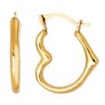 thumbnail image 1 of 10k Yellow Gold Shiny Open Heart Hoop Earrings, Diameter 15mm, 1 of 1