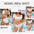 thumbnail image 3 of Womens Cute Solid Bubble Sleeves High Waisted Two Piece Bikini Swimsuit,White,S, 3 of 5