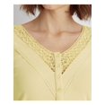 thumbnail image 3 of RALPH LAUREN Womens Yellow Fitted Button Front Long Sleeve V Neck Top XL, 3 of 4