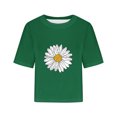 thumbnail image 3 of Women Drop Shoulder Round Neck Oversized Crop Tops Workout Tops Tees, 3 of 5